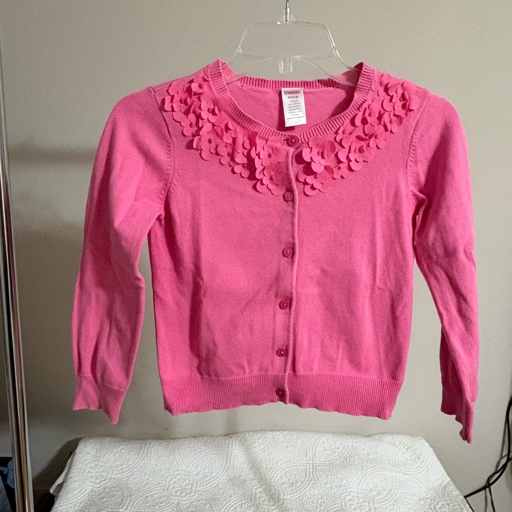 Gymboree Pink Floral-Applique Button-Up Cardigan